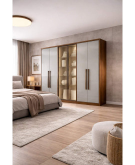 Guarda Roupa 8 Gavetas 12 Prateleiras VITRINE GLASS - Novo Horizonte 