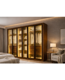 Guarda Roupa 6 Portas 8 Gavetas  VITRINE GLASS - Novo Horizonte 