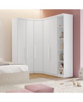 Modulado Completo De Canto Solteiro 5 Portas 6 Gavetas - Rizon - Móveis Novo Horizonte