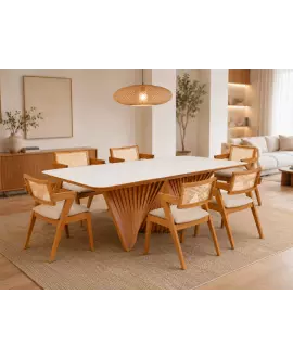 Sala de Jantar 6 cadeiras 1,60x90 com Vidro- Oslo-Sala Nobre