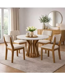 Sala de Jantar Completa com 4 Cadeiras 1,10 m -Lottus - Domus Móveis