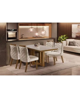 Sala de Jantar Completa com 4 Cadeiras 1,20x0,80m - Lottus - LJ Móveis
