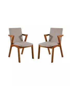 Cadeiras Madeira Maciça Estofada com Braço - Tulipa - Harmonia Salas