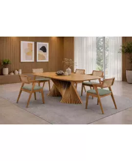 Sala de Jantar Maciça 6 cadeiras 1,60x80 Opala Sala nobre