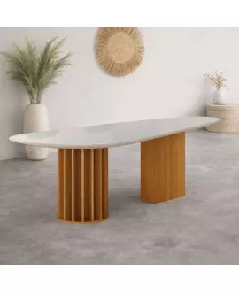  Mesa de Jantar Orgânica com vidro 2 Torres 2x1 Arbo Design