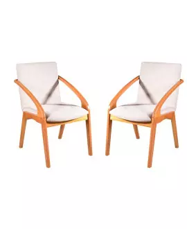 Cadeiras Madeira Maciça Estofada com Braço - Orquídea - Harmonia Salas