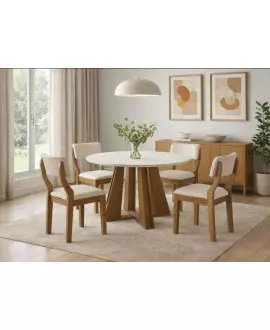 Sala de Jantar Completa com 4 Cadeiras 1,10m -Ibiza - Domus Móveis