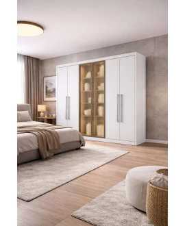 Guarda Roupa 4 Gavetas 12 Prateleiras VITRINE GLASS - Novo Horizonte 