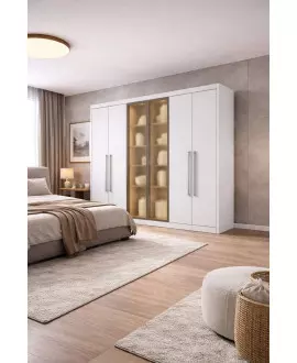 Guarda Roupa 4 Gavetas 12 Prateleiras VITRINE GLASS - Novo Horizonte 