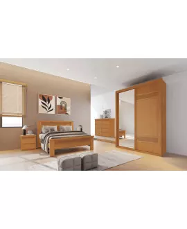 Guarda Roupa Solteiro com Espelho 2 Portas 3 Gavetas - Pietro - Móveis Bettio