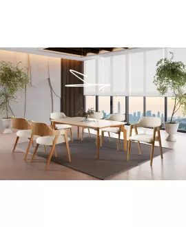 Sala de Jantar Moderna Madeira Maciça 6 Cadeiras 1,60x1,0m - Dália - Harmonia Salas