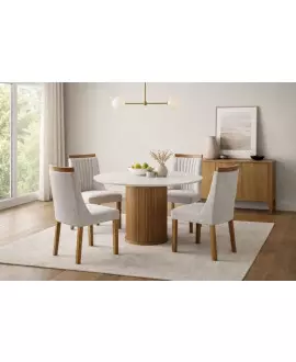 Sala de Jantar redonda 4 Cadeiras 1,10  Boss -Domus Móveis