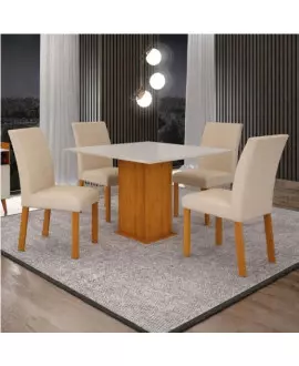 Sala de Jantar 4 Cadeiras 100%MDF 90x90 Natal Arbo Design
