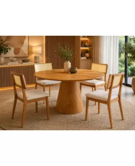 Sala de jantar redonda 4 cadeiras maciça Toscana- Imperial