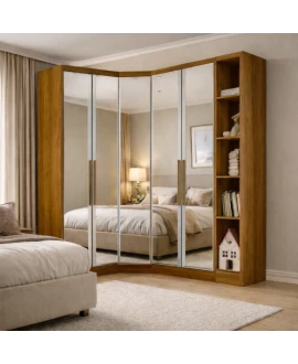 Modulado Closet Completo Espelhado 5 Portas 6 Gavetas - Rizon - Móveis Novo Horizonte