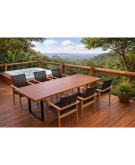 Conjunto de mesa com 6 cadeiras para área externa - Rafaele - Metal Art