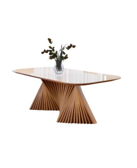 Mesa de Jantar Madeira Maciça com Base Torcida 1,80x0,90m - Opala - Harmonia Salas (ENVIO IMEDIATO)