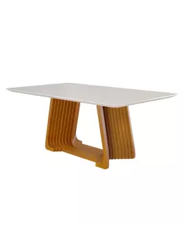 Mesa de Jantar Moderna Madeira Maciça com Vidro - Turmalina - Harmonia Salas
