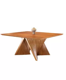 Mesa de Jantar Quadrada Madeira Maciça com Base Torcida - Topázio - Harmonia Salas