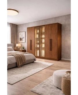 Guarda Roupa 6 Portas 8 Gavetas  VITRINE GLASS - Novo Horizonte 