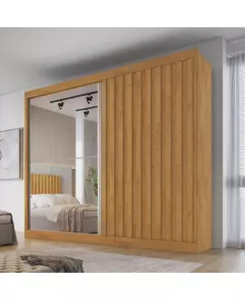 Guarda Roupa Casal Ripado com Espelho 2 Portas 4 Gavetas - Atlanta - Made Marcs