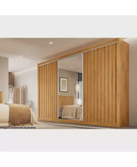 Guarda Roupa Casal Ripado com Espelho - York - Móveis Europa