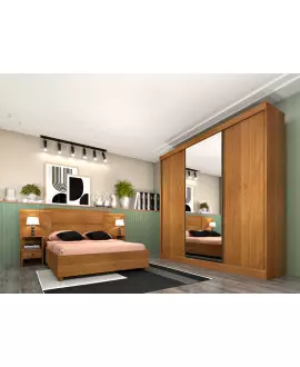 Guarda Roupa Casal com Espelho 3 Portas 4 Gavetas - Dacar