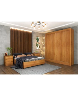 Guarda Roupa Casal 3 Portas 4 Gavetas - Valencia - Líder Móveis