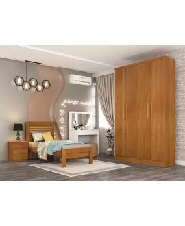 Guarda Roupa Solteiro 4 Portas 2 Gavetas - Amsterdam - Líder Móveis