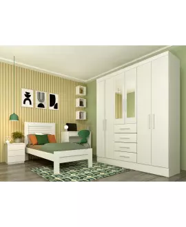 Guarda Roupa Casal com Espelho 6 Portas 4 Gavetas - Arizona - Líder Móveis