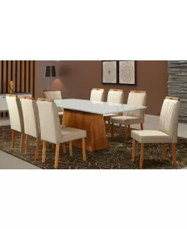 Sala de jantar 8 lugares, Mesa Amsterdã com 8 cadeiras Londres, Art Salas, Bom de Preço