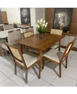 Sala de Jantar Completa com 4 Cadeiras 1,20x0,90m - Escócia - Art Salas