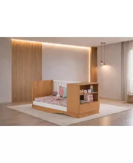 Berço com que vira Cama com  Prateleira Celinne- MobiBaby