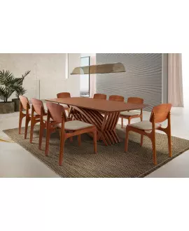 Sala de Jantar Madeira Maciça 8 Cadeiras 2,20x1,10m - Aurora-Turquia - Espresso Móveis