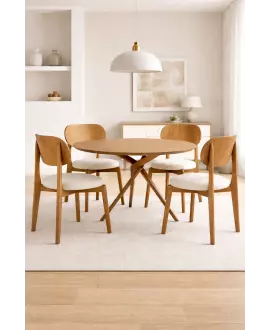 Sala de Jantar Redonda 4 Cadeiras Base Torcida 1,35m - ORIGEM - Espresso Móveis