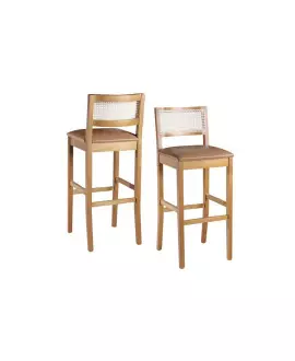 Banqueta em Madeira Maciça com Telinha - Zara - Requinte Salas