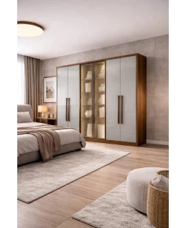 Guarda Roupa 6 Portas 4 Gavetas  VITRINE GLASS - Novo Horizonte 