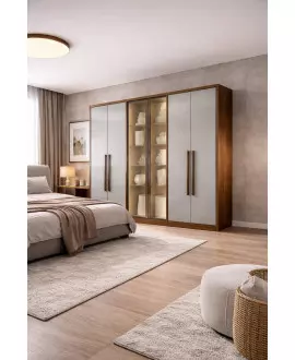 Guarda Roupa 8 Gavetas 12 Prateleiras VITRINE GLASS - Novo Horizonte 