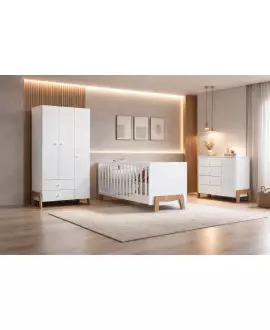 Quarto Infantil com Berço Roupeiro e Cômoda MIMO - MobiBaby