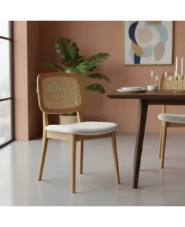 Cadeiras com Encosto Arredondado em Telinha - Bayonne - Gold Salas