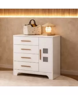 Cômoda  Infantil  4 gavetas 1 Porta  Magia - MobiBaby