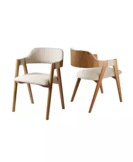 Cadeiras Madeira Maciça Estofada com Braço - Dália - Harmonia Salas