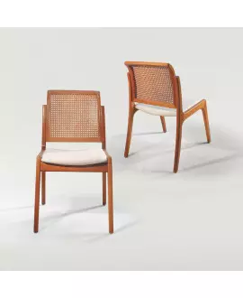 Cadeiras para mesa de jantar de madeira com telinha 