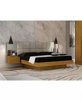 Cama Casal com Espelho Painel Estofado - Braga - Leifer Móveis