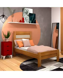 Cama solteiro 100% MDF - Safira - Tcil móveis
