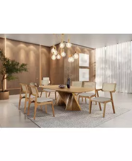 Sala de Jantar Madeira Maciça 6 Cadeiras 1,80x0,90m - Elegance - Harmonia