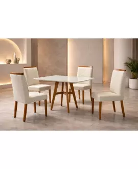 sala de jantar completa 4 lugares milao art salas