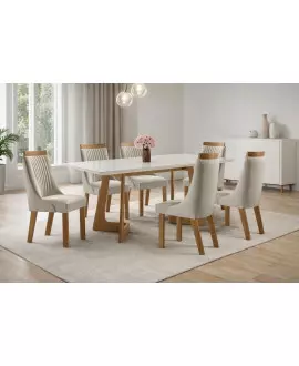 Sala de Jantar Completa com 6 Cadeiras Ravena -Domus Móveis