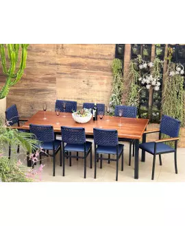 Conjunto 8 Lugares para Área Externa 2,0x0,90m - Brisa Náutica - Solare Móveis (ENVIO IMEDIATO)