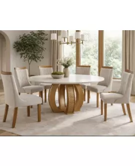 Sala de Jantar 6 Cad c Vidro 1,35m - Nuance - Domus Móveis